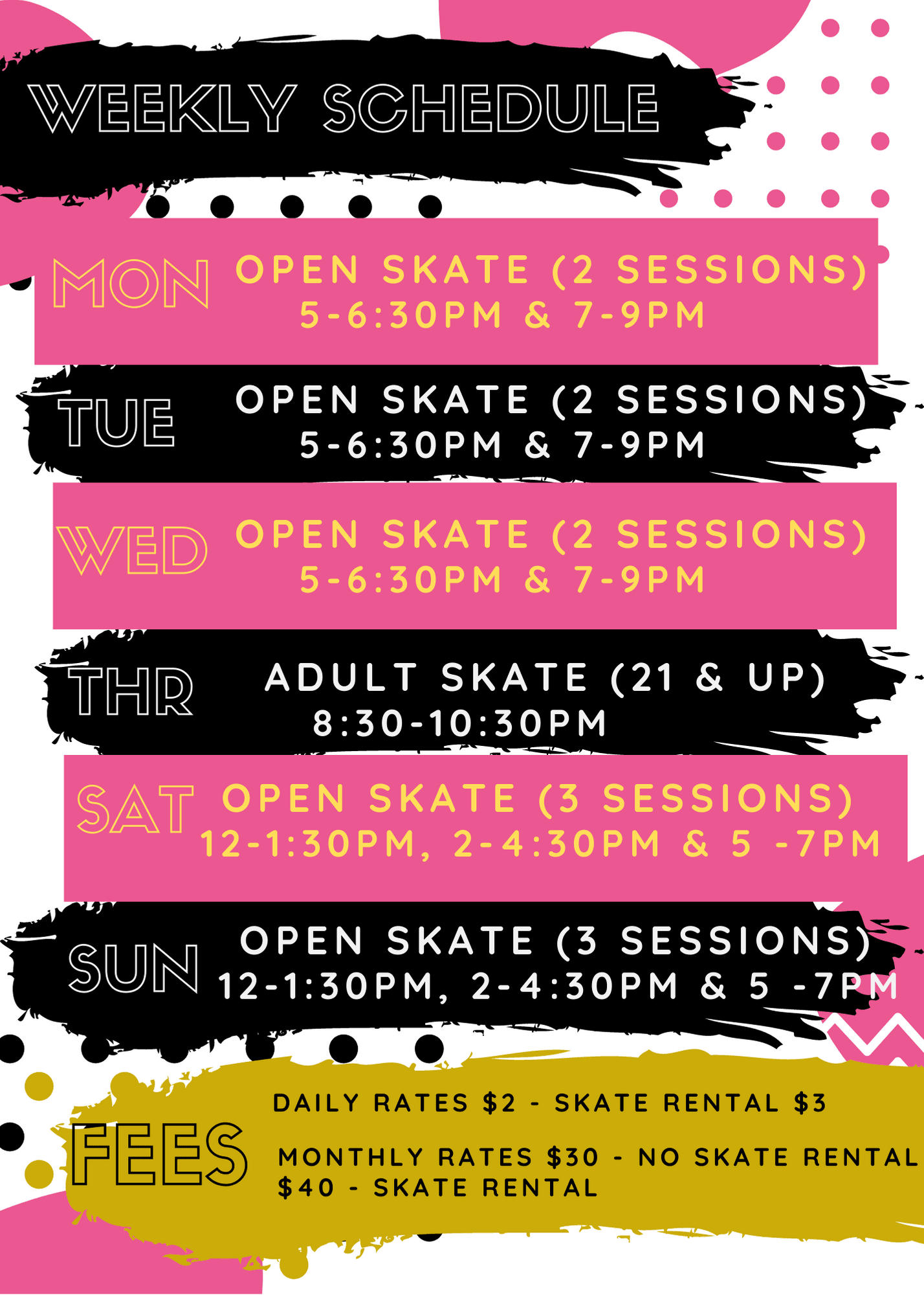 SSRR opening schedule